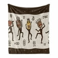 thumbnail image 1 of Prehistoric Soft Flannel Fleece Throw Blanket, Cartoon Dancing Natives Wearing Tribal Print, Cozy Plush for Indoor and Outdoor Use, 50" x 70", Army Green Yellow, by Ambesonne, 1 of 6