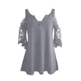 thumbnail image 4 of LoyisViDion Women'S Tops Long Sleeve Cold Shoulder Tops Neck Zipper Soild Hollow Out T-Shirt Casual Blouses Shirts Gray 8(L), 4 of 6