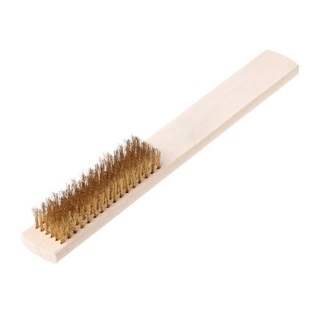 

GRJIRAC Copper Wire Brass Briste Wood Handle Wire Scratch Brush 208mm For Metal Cleaning