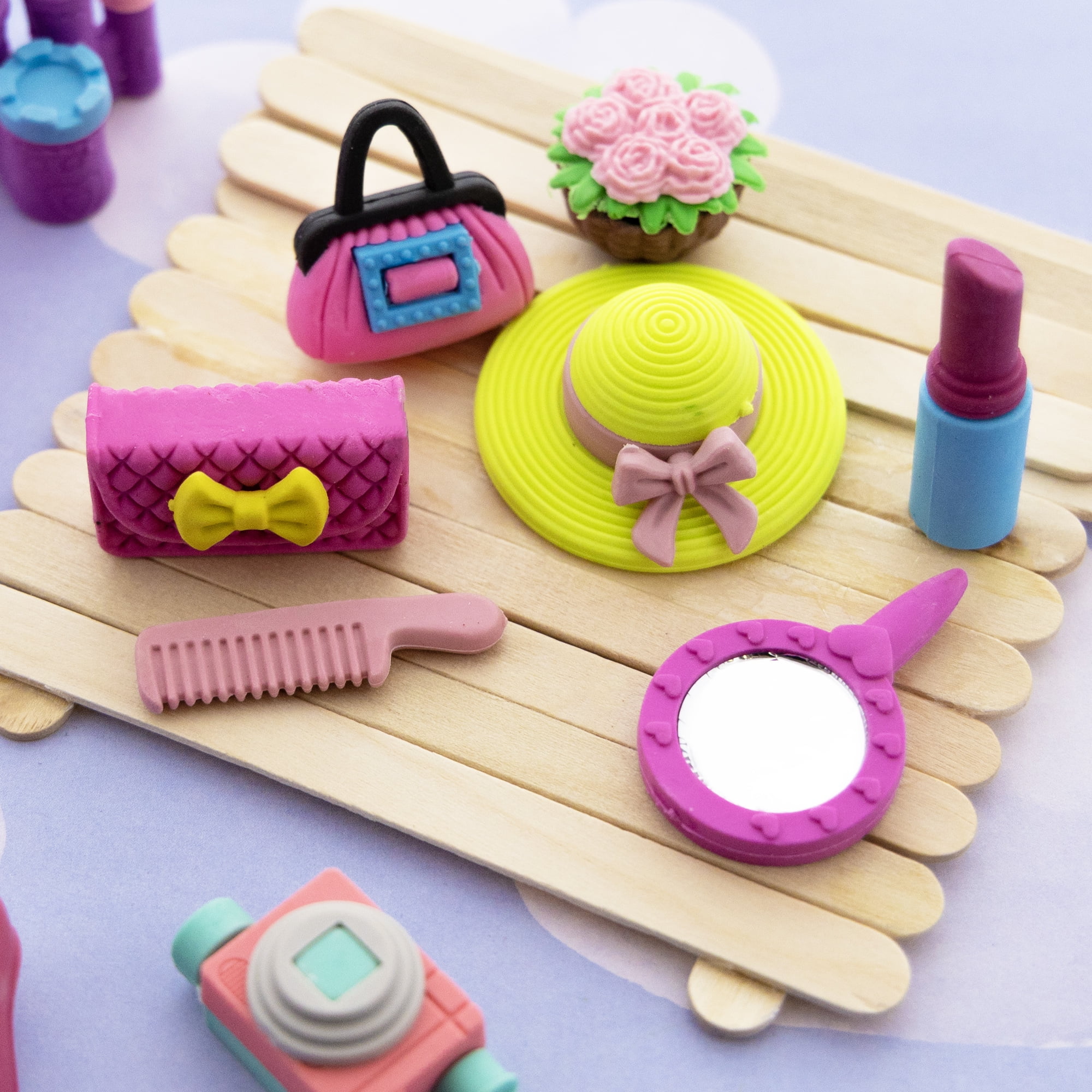 BAZIC 3D Erasers Set, Assorted Food and Princess Dress up Mini Pencil Erasers (4/Pack), 8-Packs