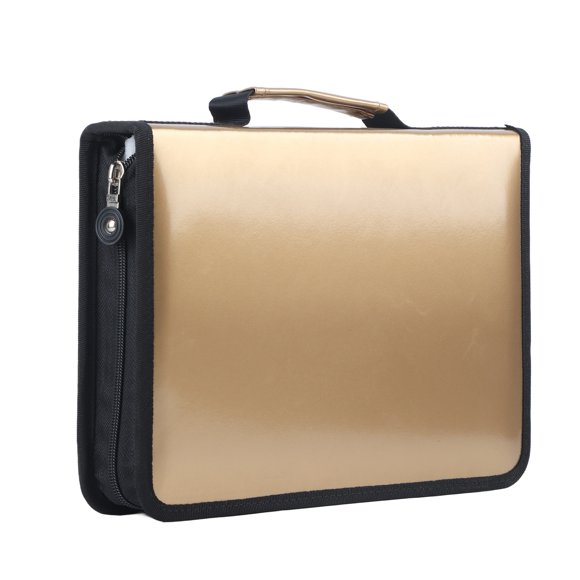 Estuche para lápices de dibujo de tela de cuero PU de gran capacidad, bolso para bolígrafos con cremallera (dorado)
