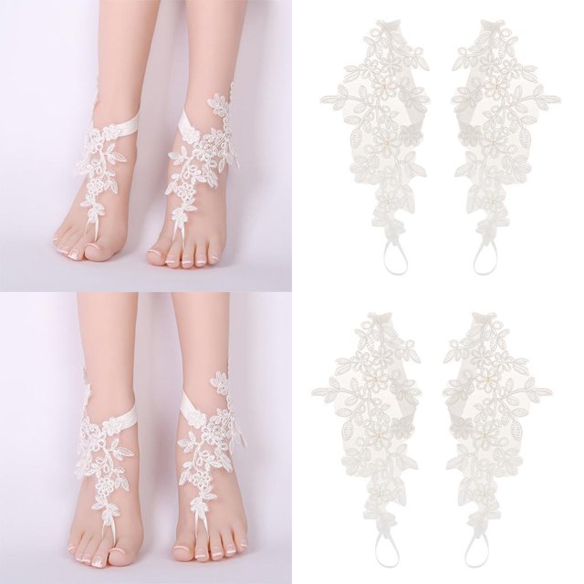 Sandalias descalzas de mujer perfecl Tobilleras de encaje de playa 20 × 10 cm