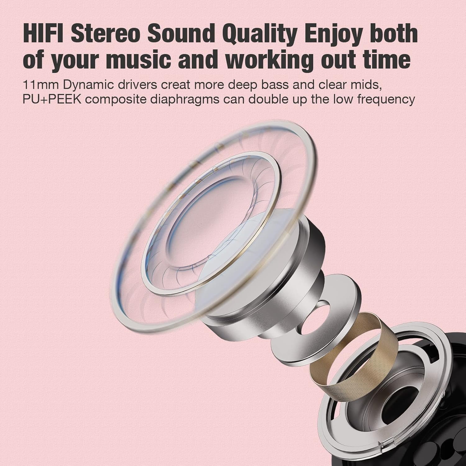 Bluetooth Headphones, Wireless Headphones with 16 Hours Playtime Bluetooth 5.3 Wireless Earbuds HD Deep Bass Stereo Sound Isolation IPX7 Waterproof Earphones for Workout Running Sports