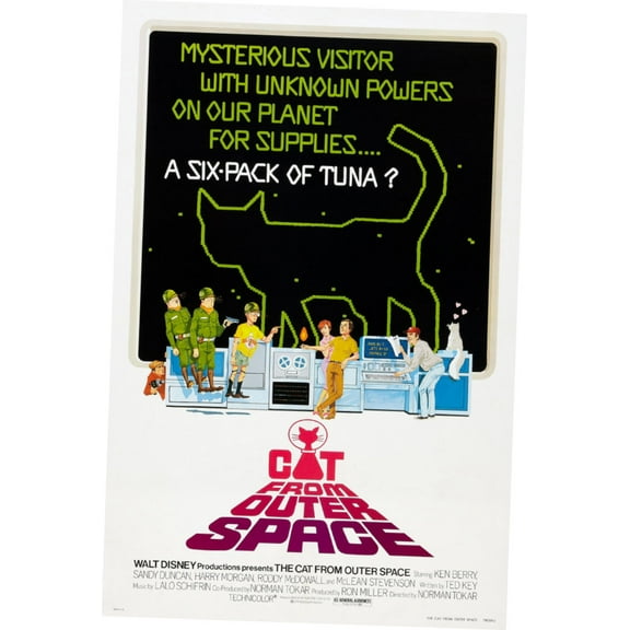 Cat From Outer Space Movie poster 12x16 Print on Metal Sign 12in x 16in Square Adults Best Posters