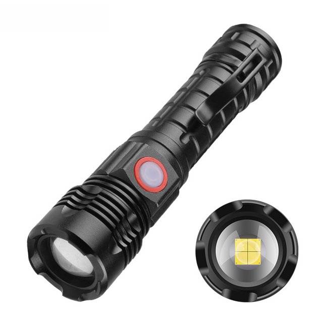 Linterna portátil recargable para exteriores XHP50, compacta, ligera, con clip para bolígrafo y zoom