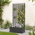 thumbnail image 3 of UPHYB Metal Planter Box with Trellis, 73"x 35"x 16" Raised Garden Bed with Wheels and Drainage Holes, Planter with Trellis for Garden, Balcony and Patio, Black Louvered, 3 of 7