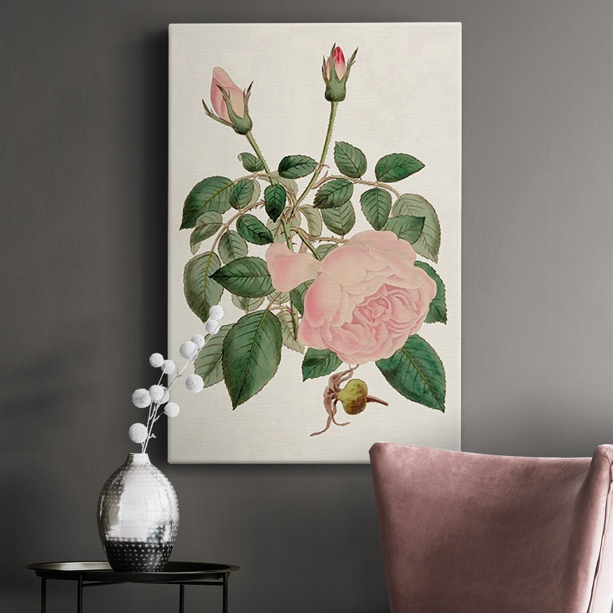 Pink Floral Mix II Premium Gallery Wrapped Canvas - Ready to Hang