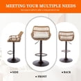 thumbnail image 5 of Homefun Rattan Bar Stools Set of 2 Adjustable Height 360 Swivel Low Back Stools with Footrest Breathable Linen Cushions, 5 of 7