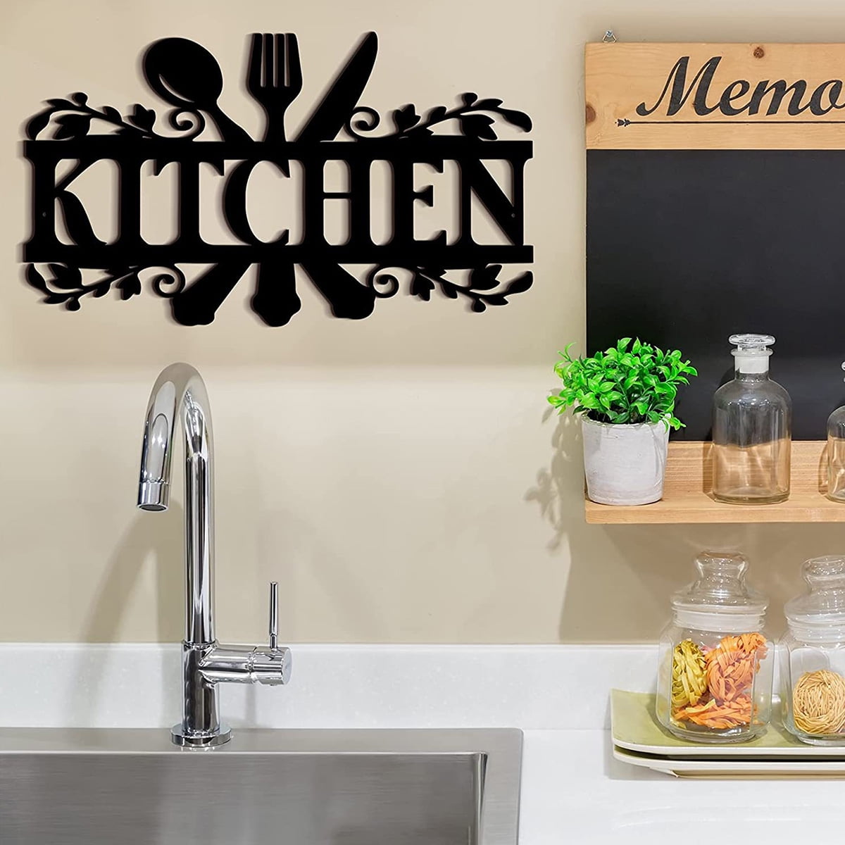 MTFun Kitchen Wall Decor Rustic Style Kitchen Wall Sign Black Kitchen