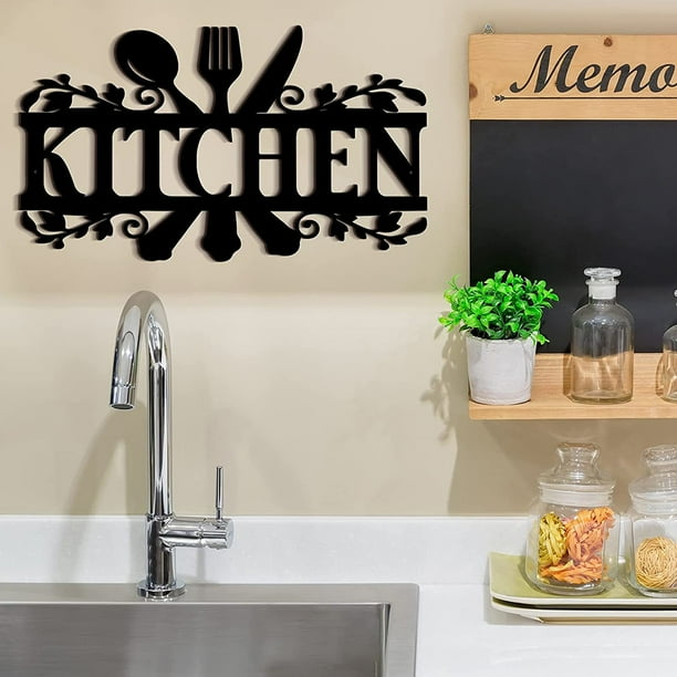 MTFun Kitchen Wall Decor Rustic Style Kitchen Wall Sign Black Kitchen
