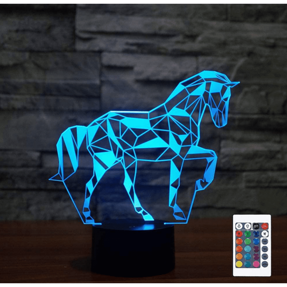 LED Night Light 3D Horse Lamp 3 Colors Adjustable Desk Indoor Decoration... 