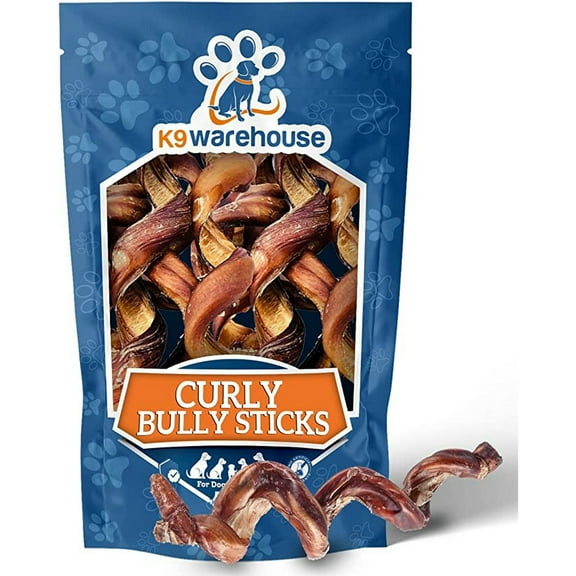 K9warehouse - Curly Bully Sticks for Dogs (5-8") 6-Count - Natural, Long-Lasting Pizzle Sticks - Low-Odor Chew - Ideal for Puppies & All Breeds