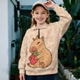thumbnail image 2 of Uorisanigo Girls Half Zip Cropped Pullover Sweatshirt Oversized Strawberry Capybara Long Sleeve Lapel Zipper Sweatshirts Drop Shoulder Pullover Top Jackets Athletic Outerwear, 2 of 7
