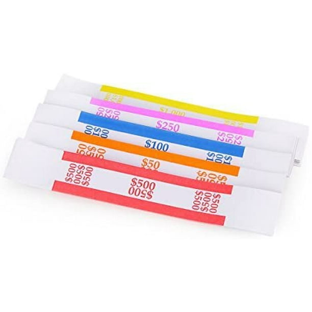 L LIKED Currency Band Bundles Self Sealing Blank White Currency Straps Bands Money Bill Band