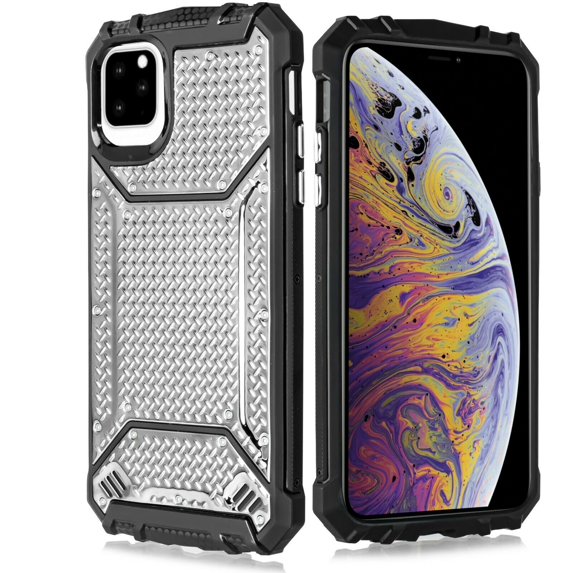 for Apple iPhone XI Case Phone Case Magnet Mount Ready Slip Guard Grids Pattern Hybrid Slim Shock Bumper Cover