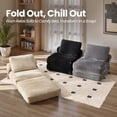 thumbnail image 4 of Ovios Folding Sofa Bed Convertible Futon Chair Bed Sleeper Comfy Fold Out Floor Couch with Pillow Lounge Bed for Small Spaces, Beige, 4 of 12