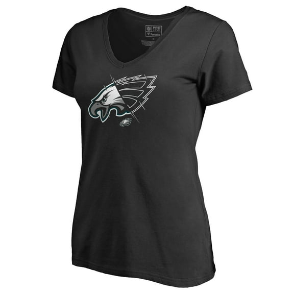 Women's Black Philadelphia Eagles X-Ray Slim Fit V-Neck T-Shirt