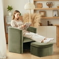 thumbnail image 2 of Fauteuil d'Appoint Tonneau Rembourré en Velours avec Ottomane de Rangement pour Salon, Chambre, Bureau - Vert, 2 of 16