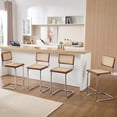 thumbnail image 6 of Zesthouse Rattan Counter Height Bar Stools Set of 2, 24.8" Counter Height Chairs with Cane Back, Mid Century Modern Barstools for Kitchen Island, Walnut Tone, 6 of 11