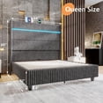 thumbnail image 2 of Merluxy Queen Bed Frame with LED Lights Charging Station,Corduroy Upholstered Platform Bed Frame with 60" Tall Wingback Headboard/Grey, 2 of 8