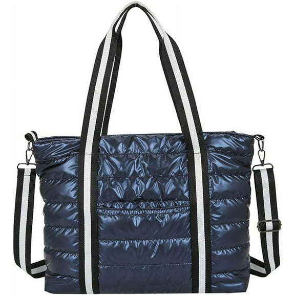CHUNTIAN Large Puffer Tote Bag for Women Quilted Tote Bag Lightweight Cotton Padded Shoulder Handbag Winter Puffy Crossbody Bag