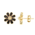 thumbnail image 2 of 1/10 Ct Black Natural Diamond Daisy Stud Earrings in 14k Yellow Gold Plated 925 Sterling Silver Push Back (0.10 Cttw,Black Color,I2-I3 Clarity), 2 of 4