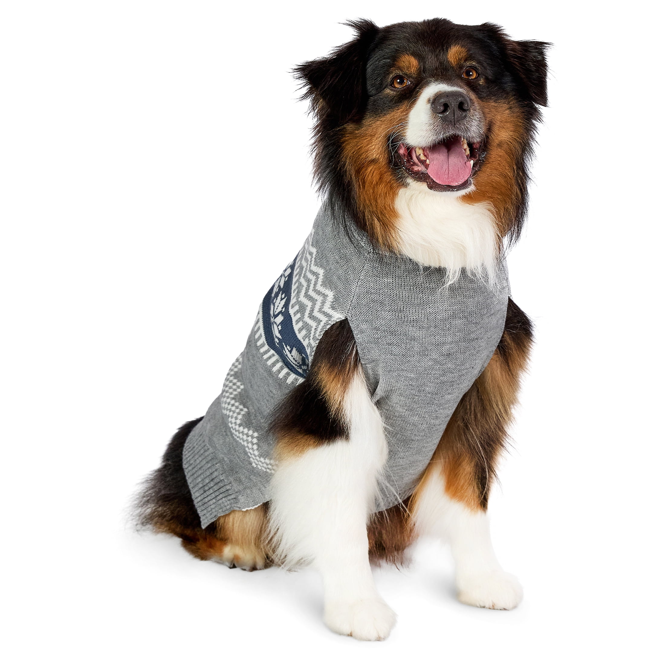 Vibrant Life Holiday Hooded Pet Sweater for Dogs, Favorite Child, Gray, Large