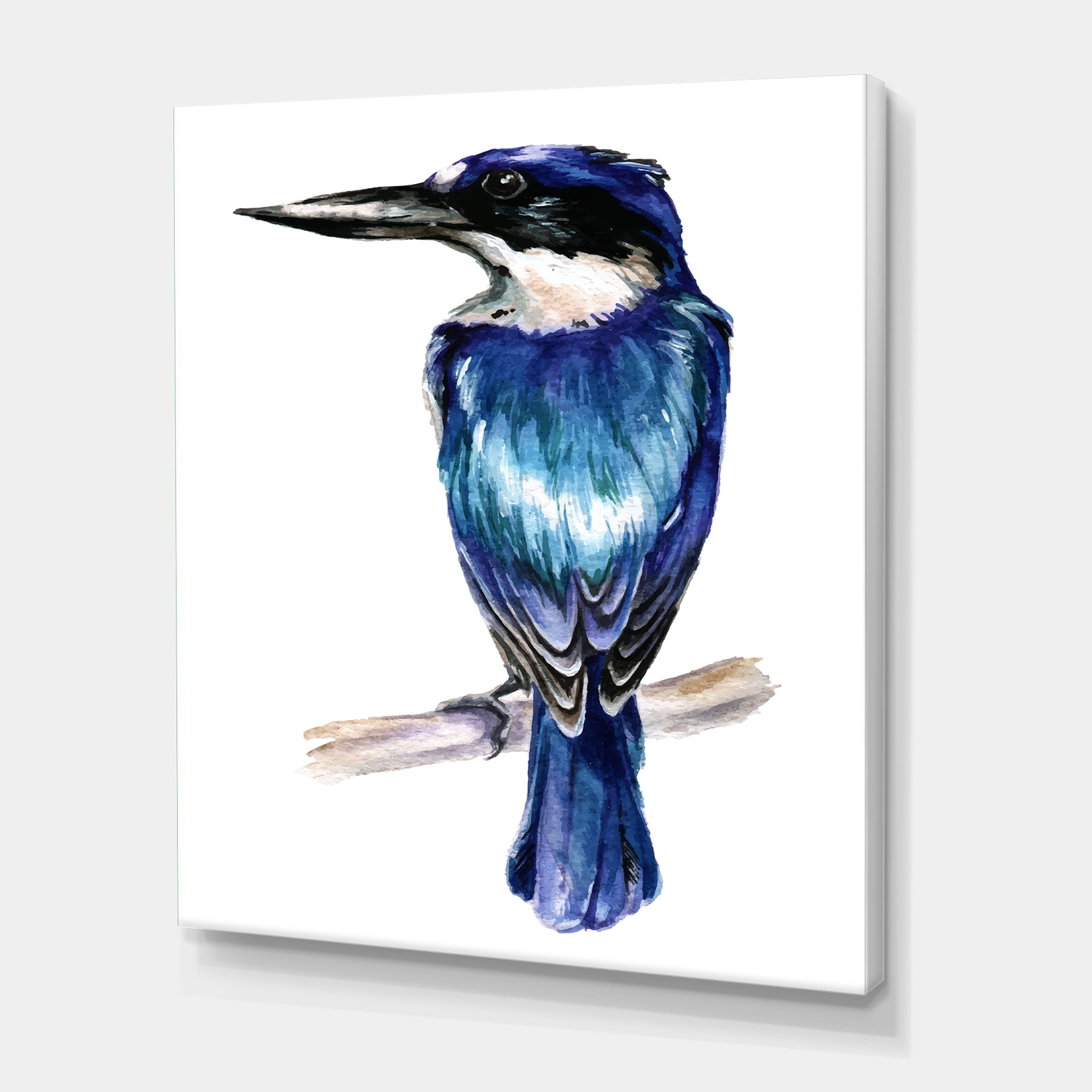 Designart ' Style Blue Kingfisher Bird ' Traditional Canvas Wall Art Print