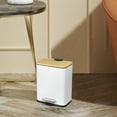 thumbnail image 4 of Small Trash Can with Bamboo Lid, 1.3gal Rectangular Garbage Can with Inner Wastebasket for Bathroom, Kitchen, Black, 4 of 6