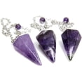 thumbnail image 2 of Angelstones Natural Gemstone Crystal Amethyst Hexagonal Pointed Reiki Chakra Pendant Pendulum, 2 of 2