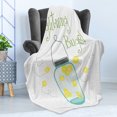 thumbnail image 4 of Firefly Soft Flannel Fleece Throw Blanket, Hand Calligraphy Style with Doodle Jar of Flying Bugs Summer Beetles Print, Cozy Plush for Indoor and Outdoor Use, 50" x 60", Multicolor, by Ambesonne, 4 of 5
