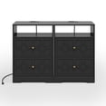 thumbnail image 3 of May in Color Large Nightstand with 2 Drawers, Modern Side Table with Charging Station and Diamond Carvings, Accent End Table for Living Room, Bedroom, Entryway, Black, Set of 2, 3 of 9