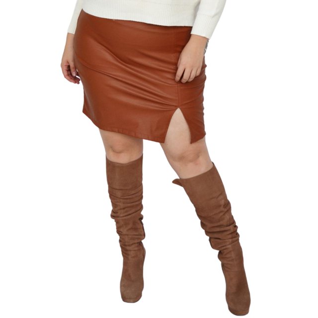 Falda corta de vinipiel Roman Fashion/Tallas Extras, 2114 (Camel) cafe 36 Roman Fashion F-ELY-2114-CAMEL-ALL