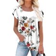 thumbnail image 1 of Fiudx Ofertas de La Semana Camiseta Holgada de Manga Corta Plisada Estampada para Mujer, 1 of 5
