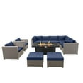 thumbnail image 1 of Chambers Bay Collection 11-Piece Aluminum Patio Conversation Set with Navy Cushions and Rectangle Fire Table, 1 of 3