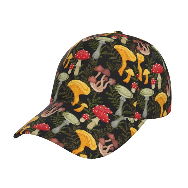 Fotbe Mushrooms And Fern Stems Gorro Clásico de Béisbol, Gorra Ajustable con Broche Snapback, Gorro de Exterior de Algodón Suave