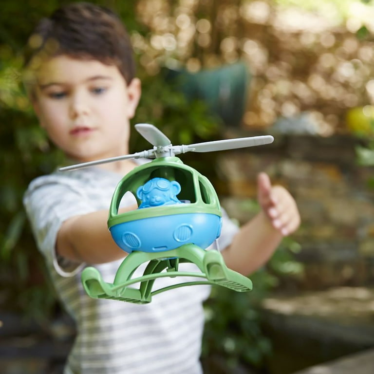 Green Toys: Helicopter Green Blue Bear Pilot Character Play