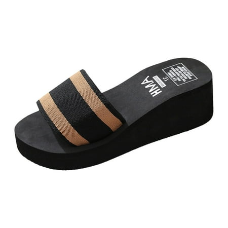 

Cathalem Fashion Spring And Summer Women Slippers Thick Bottom Wedge Heel Lightweight Slip On Fish Mouth Open Toe Comfortable Beach Sasual Style Brown 39