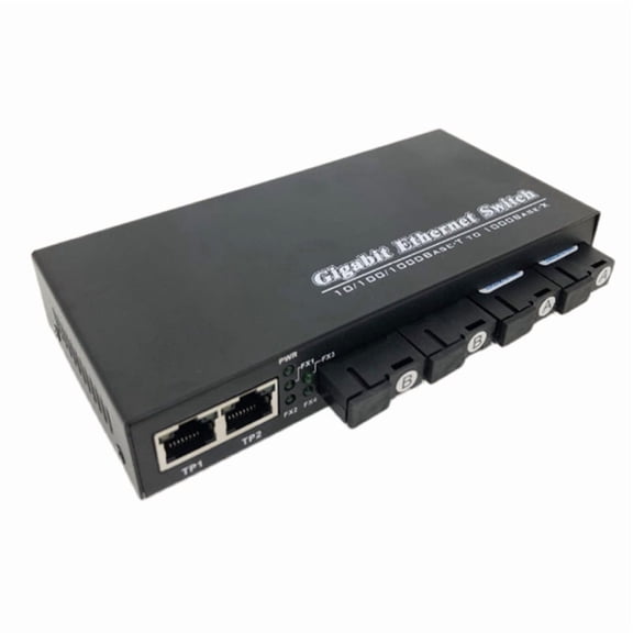 1000M Optic Media Converter 4 SC to 3 RJ45 Gigabit Fiber Optical Transceiver 2A&2B Ports 1310nm/1550nm Switch US Plug