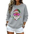 thumbnail image 4 of Holiday Graphic Tops for Women Funny Family Christmas Santa elk Print Pullover Crewneck Long Sleeve Shirts Lightweight Matching Sweatshirts, 4 of 6