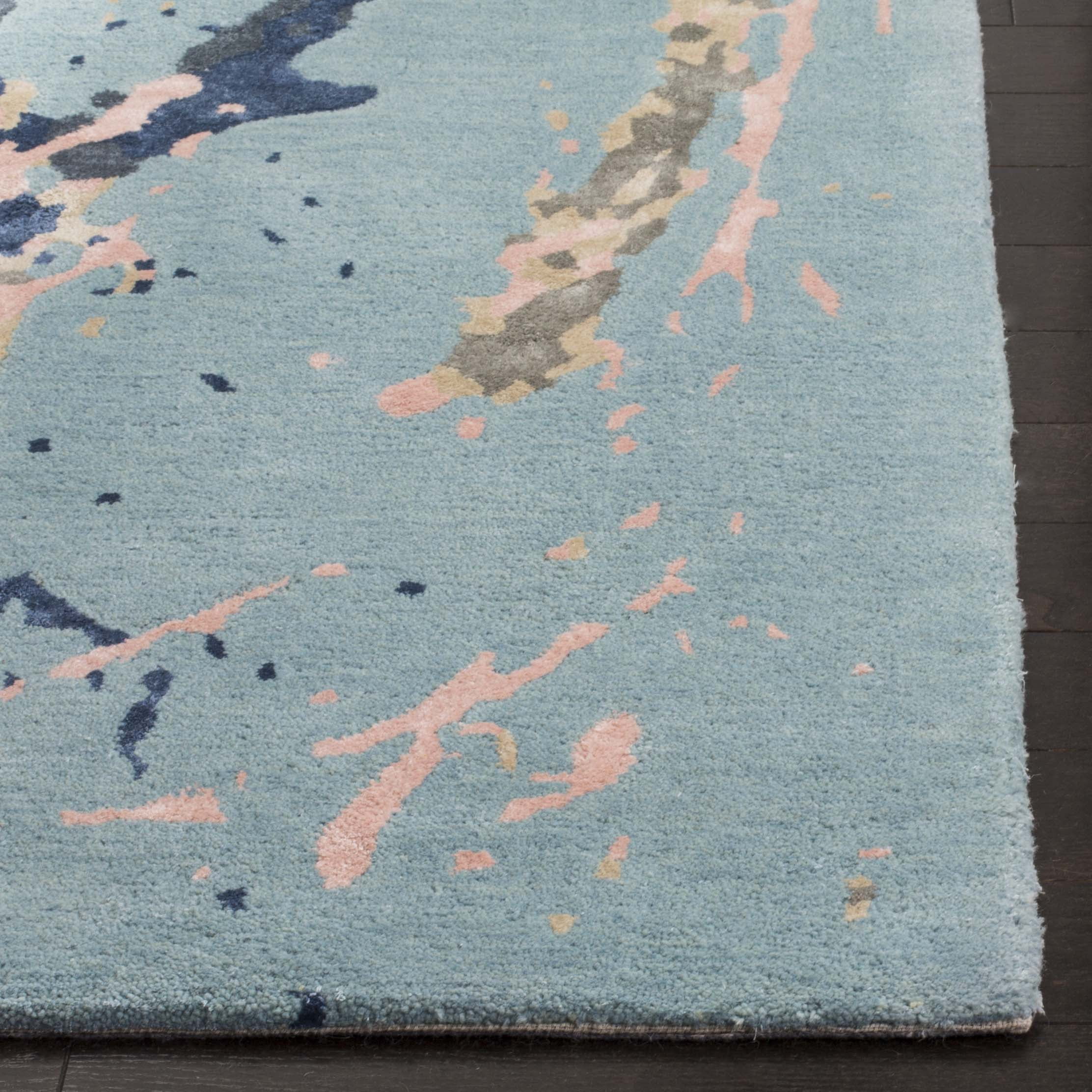 SAFAVIEH Soho Daffodil Abstract Area Rug, Blue/Light Pink, 5' x 8'