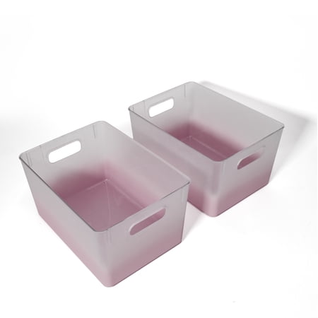 Kensie Closet Storage Bins with Handles, Stackable, 2-Pack, Frosted Blush