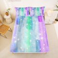 thumbnail image 4 of Manfei Watercolor Rainbow Bed Sheets, Sparkle Galaxy Star Full Size Sheets, Teal Purple, 4-Piece, 1 Flat Sheet, 1 Fitted Sheet and 2 Pillowcases, 4 of 6