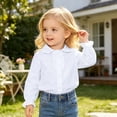 thumbnail image 5 of Tisuna Kids Girls Long Sleeve Shirts Lightweight Crewneck Solid Color Blouse Girls Daily Wear Fall Outfits Size 8-9 Years White, 5 of 8
