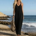 thumbnail image 2 of NMMUED Womens Crochet Beach Cover Up Dress Sleeveless V Neck Long Dresses Summer Vacation Outfits Black XXL, 2 of 6