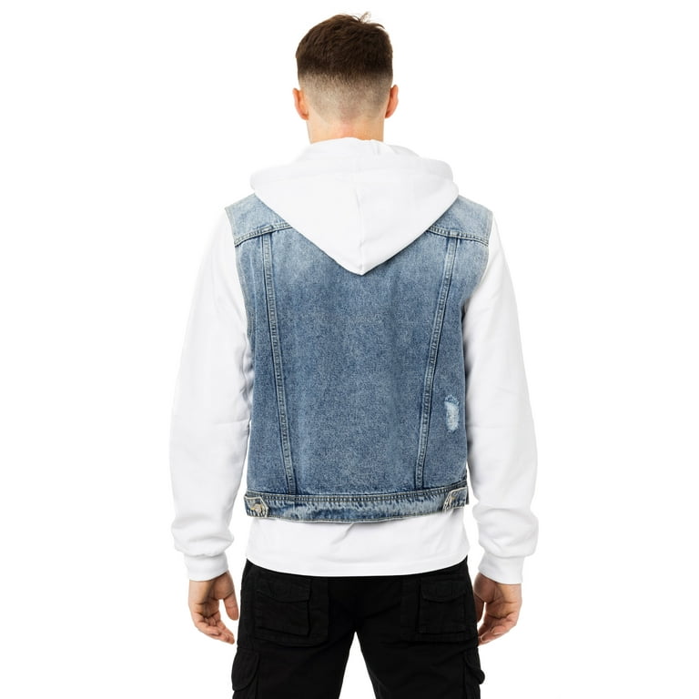 hooded jean jacket white