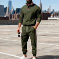 thumbnail image 3 of Men's Casual Heavy-duty Fleece Loose Stand-up Collar Sweatshirt and Pants Set, Color-matched for Workwear Winter Sports and Outdoor Adventures,Army Green,L, 3 of 9