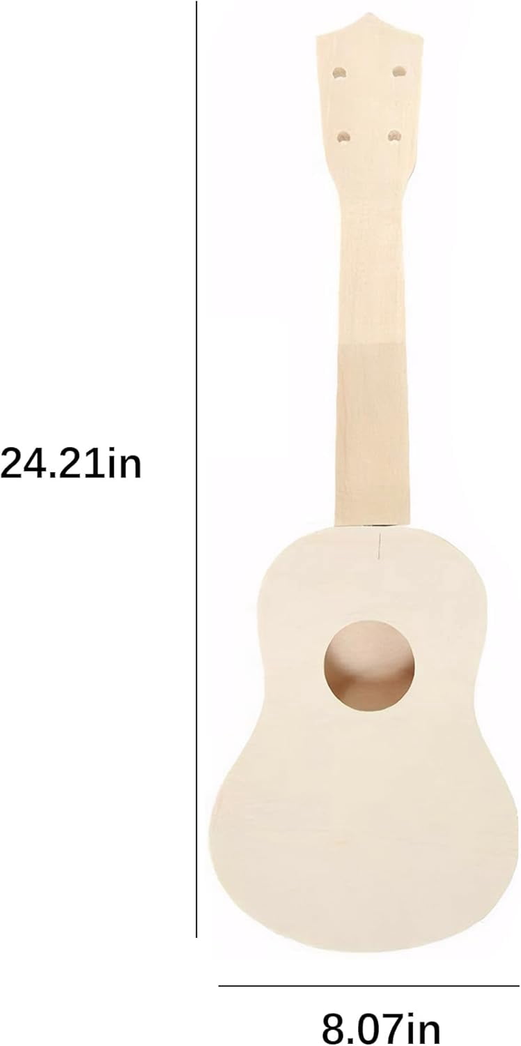 DIY Ukulele Kit, DIY Guitar Kit, Build Your Own Guitar with Our Paintable Ukulele Guitar Building Kit,Fun DIY Kit Ukulele for Kids, Children, Adults, Art Projects(24 Inch)