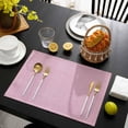 thumbnail image 4 of Pink Placemats Set of 2, Farmhouse Burlap Placemats for Dining Table, Solid Pink Color Place Mats for Kitchen Tabletop, Modern Linen Texture Waterproof Wipeable Dining Table Mats Set, 4 of 8