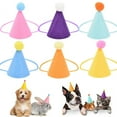 thumbnail image 4 of 6 Pcs Mini Party Hats for Stuffed Animals, Birthday Party Cone Hats Dolls Dog Cat Rabbit Puppies Assorted Animal Birthday, 4 of 4